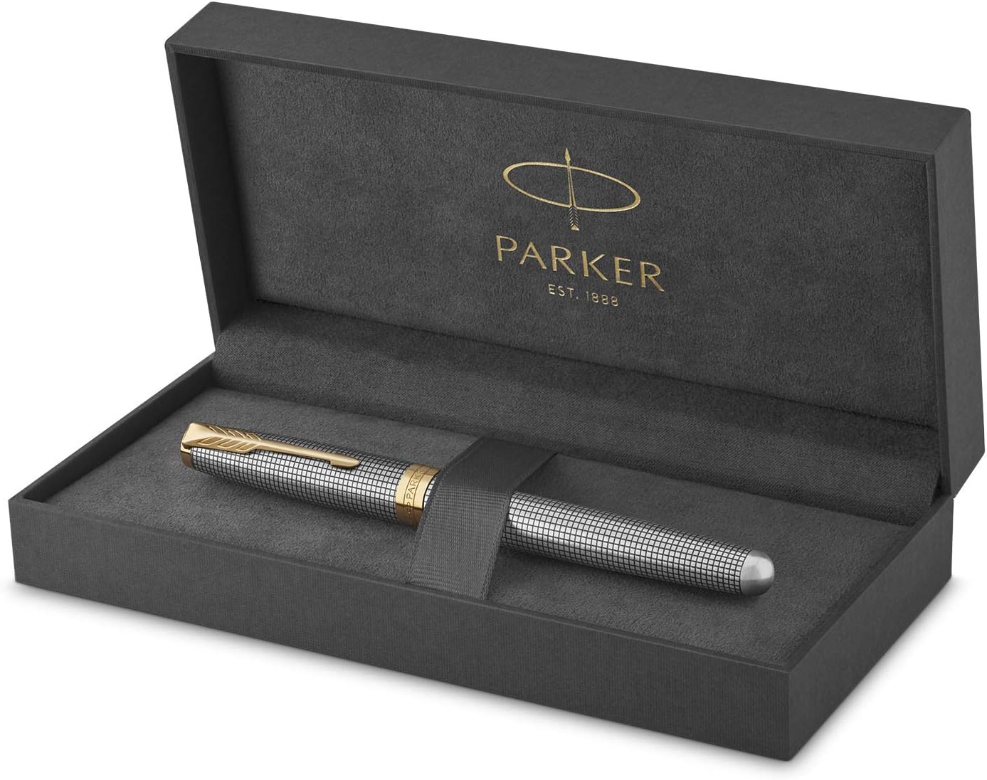 parker 派克 sonnet 卓尔系列 钢笔 纯银格子纹带金夹 实心18k金细